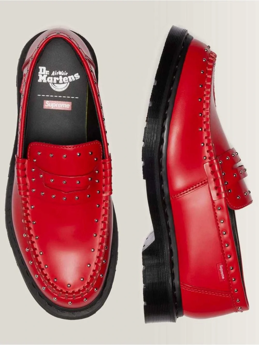 Dr. Martens x Supreme Red Studded Leather Penton Loafers